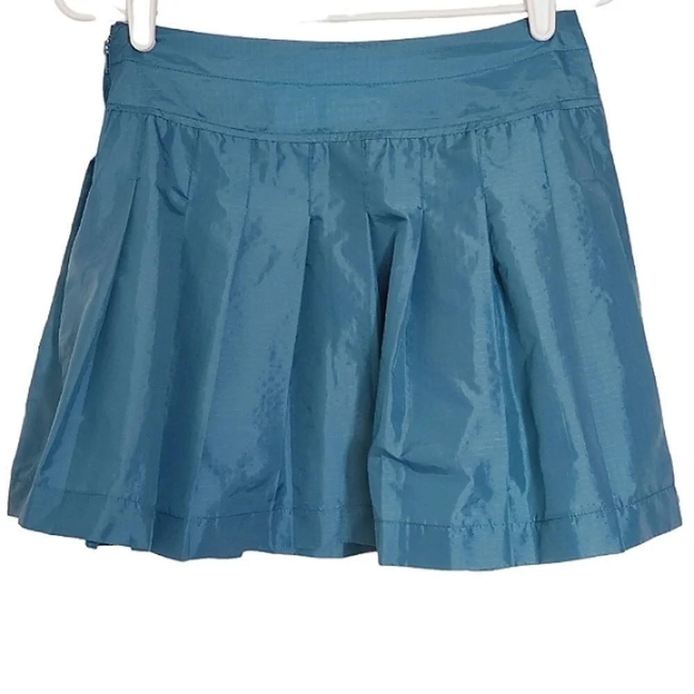 1311 * Reebok Pleated Nylon Mini Skirt Green Size 8 Vintage - Picture 2 of 8